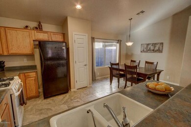 Kitchen overlooking dining area