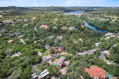 Aerial view of a nearby body of water