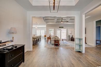 Interior space featuring ceiling fan with notable 