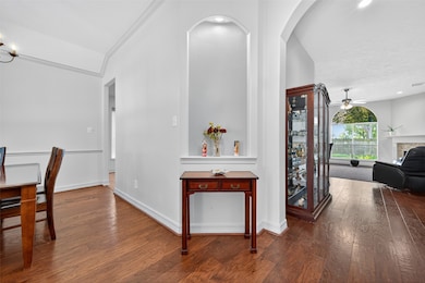 Opposite of the front door, presents an art niche