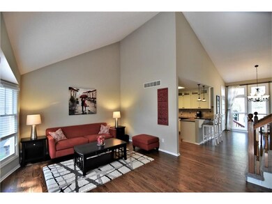 The open floorplan and vaulted ceilings give way t