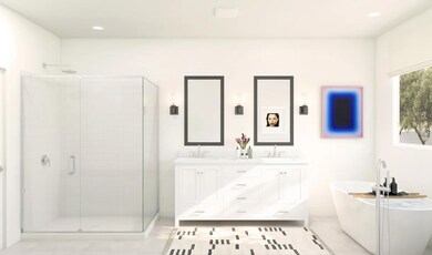 Primary bath with vanity, shower and optional freestanding tub