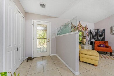 Stunning leaded glass door into entry way.