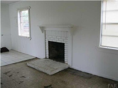 brick home with fireplace