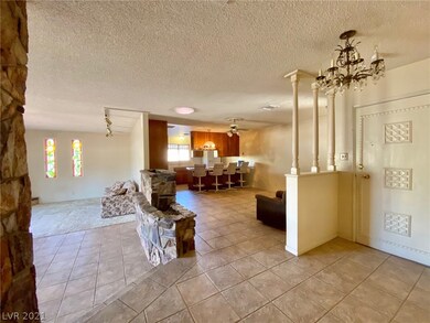 Living area with beautiful stone features