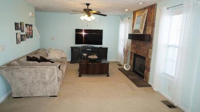 Great Room with Rock Fireplace