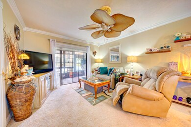 living room with slider to porch