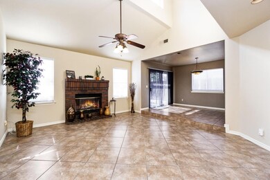 Great Room, w/Clinker Brick Fireplace surround, an