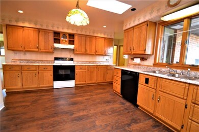 Bright kitchen with natural light from the skyligh