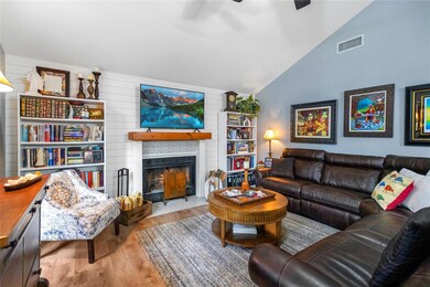 Vaulted ceiling, wood burning fireplace, Shiplap A