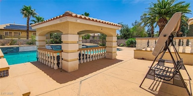 View of pool featuring a patio and a fenced backyard