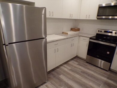 Kitchen with light wood finished floors, appliance