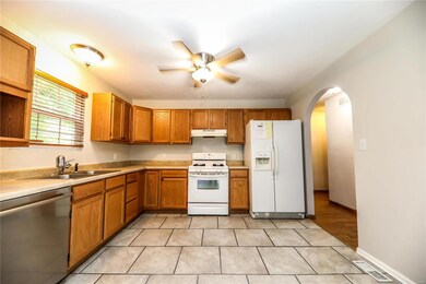 Large kitchen with plenty of counter space.