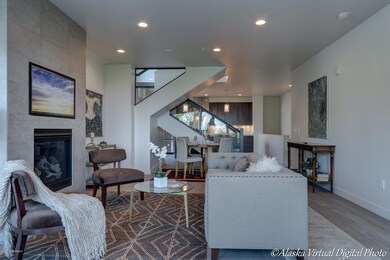 Floor to ceiling tiled fireplace