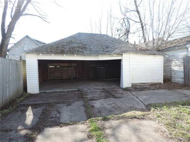 Backyard. The backyard and garage area.