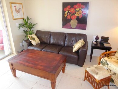 Living room with leather sofa-bed