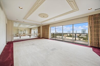 Custom carpet, drapes and buffet table in dining r