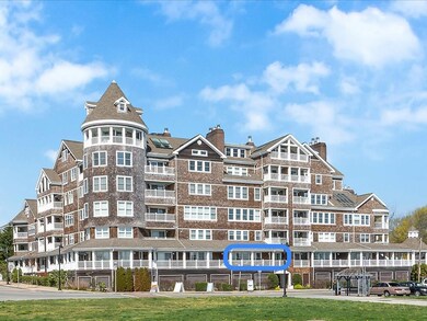 Generous, covered waterfront deck is the length of