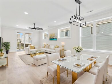 Virtually staged living room/ dining room