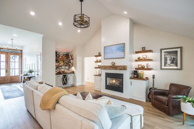 Living room with custom built gas fireplace