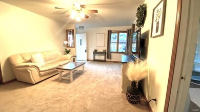Ceramic entry foyer, ceiling fan and good lighting