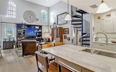 View of family room from beautiful kitchen