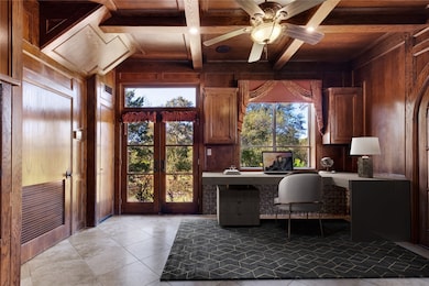 The office embodies a classic, richly styled aesth