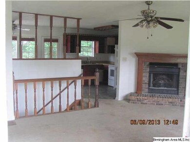 Open living room with fireplace
