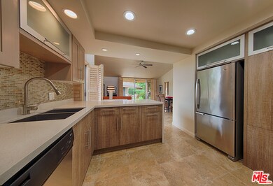 The kitchen looking toward the living room