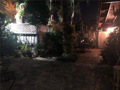 Patio lit at night