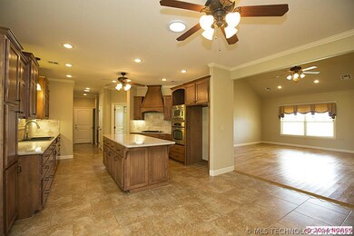 Custom Kitchen with Extra Large Island for food pr
