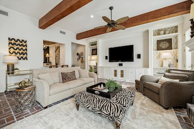 The COMFORTABLE LOUNGE CENTER has a large screen TV, nice cabinets and shelves, and is a conversation center and relaxing place to be with family and friends.