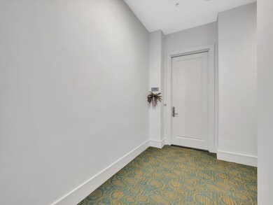 This photo shows the foyer hallway with neutral wa