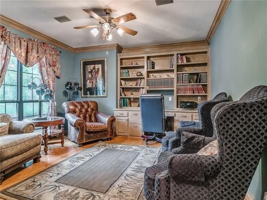 Large front office with nice built-in desk, wood f