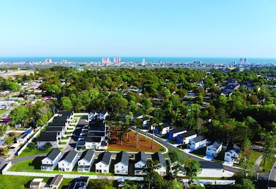 Aerial perspective of suburban area