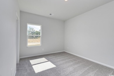 Carpeted spare room featuring baseboards
