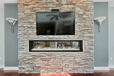 Stone Fireplace with color changing flames