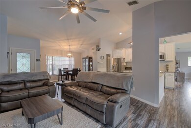 Volume ceilings give a spacious feel to this open