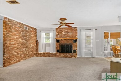 Beautiful woodburning fireplace and brick accent w
