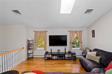 Living Room with Skylight allows ton of natural li