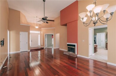 The living room combines with the dining room area