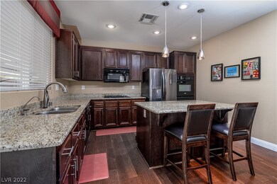 Granite countertops, pantry, island and double ove