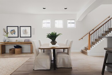 Dining room featuring stairway, wood finished flo