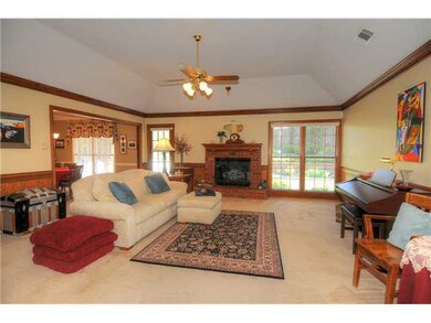 HUGE Greatroom Has Coffered Ceilings, Crown Moldin