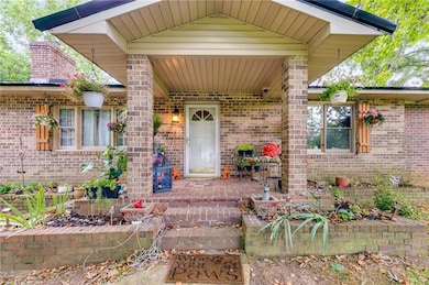 Property entrance with brick siding
