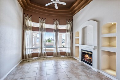 Unfurnished living room with built in features, a