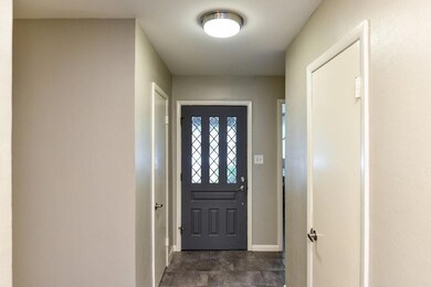 The front door entry to the home