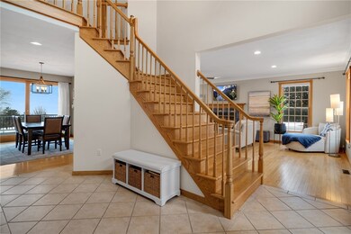 Formal entryway overlooking the living room and di