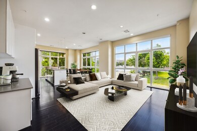 Virtually staged. Lush views of the tree lined str