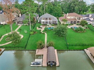 Backyard with mature trees and shrubs sets the sce